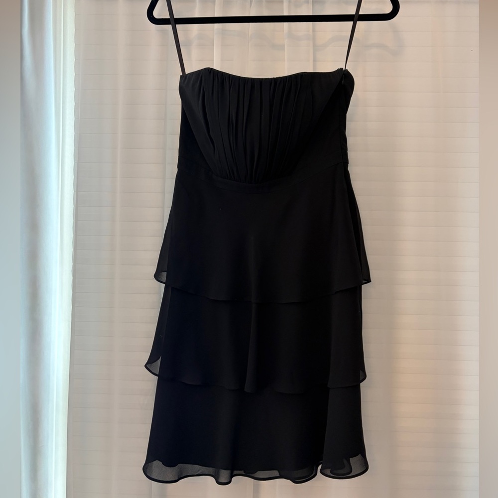 White House Black Market Black Strapless Tiered Cocktail Dress